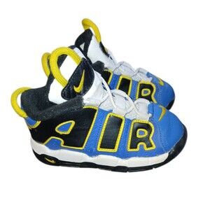 Nike Air Shoes Toddler Baby Blue Yellow Uptempo Peace Love Size 8C